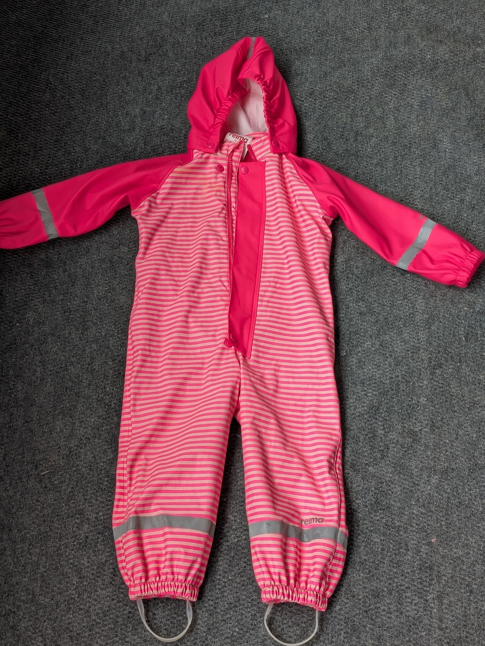 Reima Pink Striped Kids One-Piece Lightweight Snow/Rain Waterproof Suit 2T